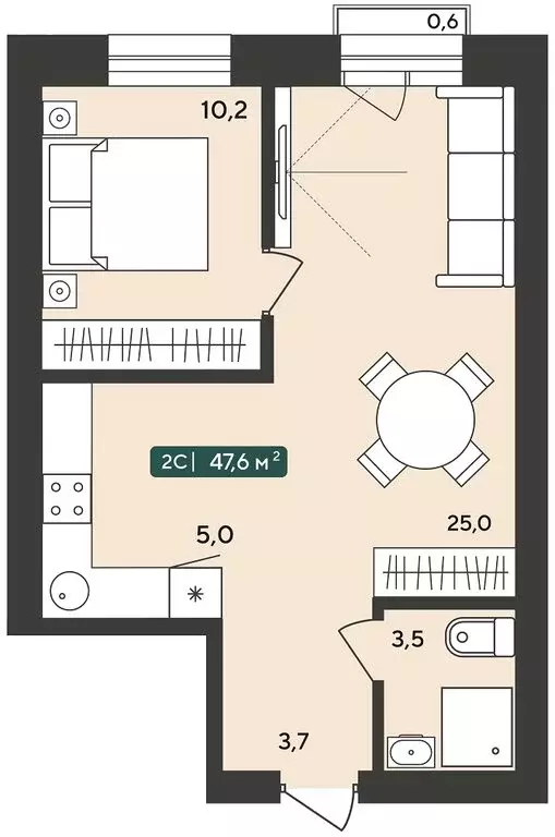 2-комнатная квартира: Октябрьский, жилой комплекс Альпийский квартал ... - Фото 1