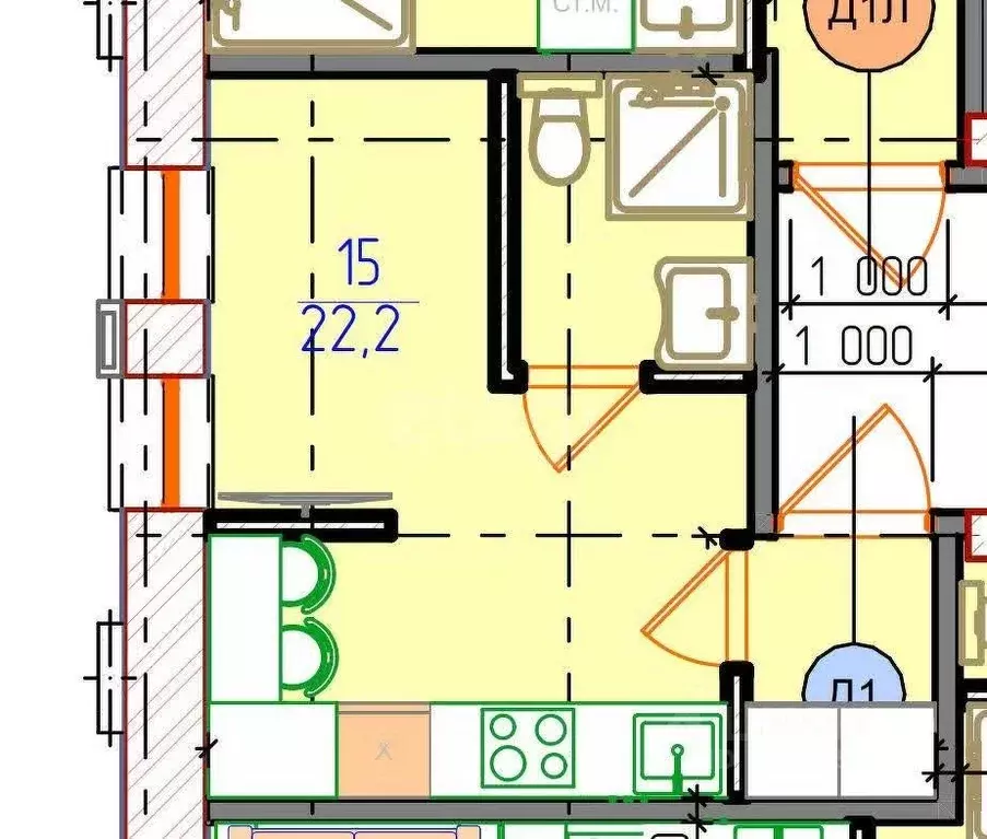 Студия Тверская область, Тверь Индустриальная ул., 2А/5 (22.2 м) - Фото 2