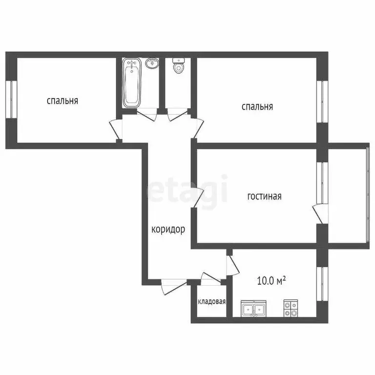 3-комнатная квартира: Альметьевск, улица Ленина, 137 (70 м) - Фото 1