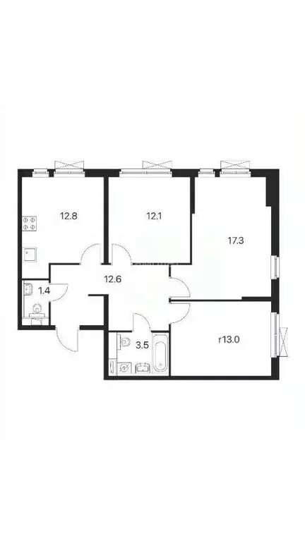 3-к кв. Москва Складочная ул., 6к3 (72.7 м) - Фото 1