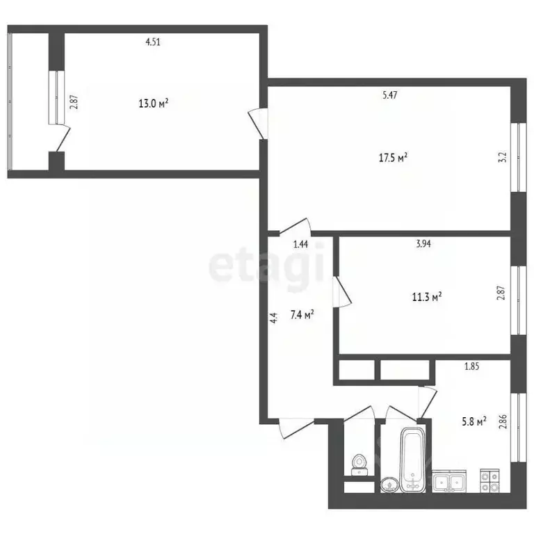 3-к кв. Ямало-Ненецкий АО, Новый Уренгой Мирный мкр, 2/4 (66.7 м) - Фото 1
