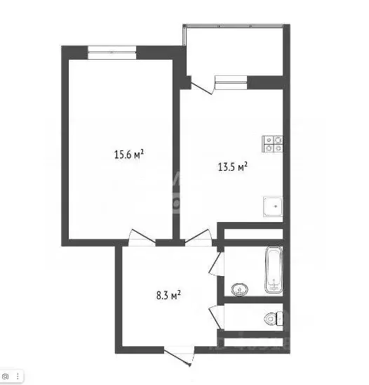 1-к кв. Тюменская область, Тюмень ул. Николая Зелинского, 1 (41.0 м) - Фото 1