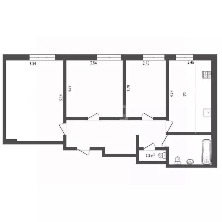 3-к кв. Севастополь ул. Коли Пищенко, 22 (74.7 м) - Фото 2