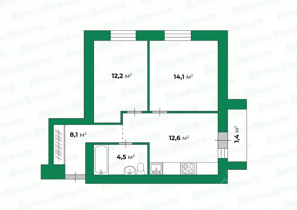 2-к кв. кировская область, киров ул. андрея упита, 5к1 (53.6 м) - Фото 1