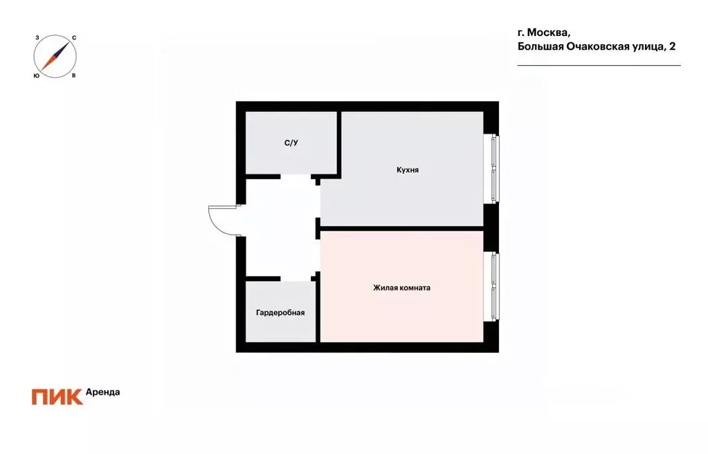 1-к кв. Москва Большая Очаковская ул., 2 (33.7 м) - Фото 2