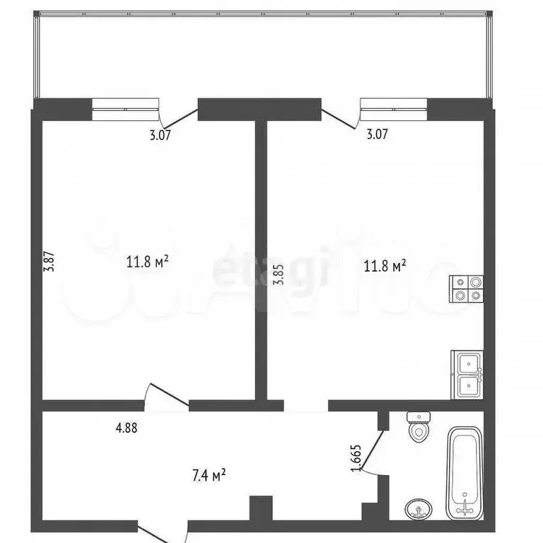 2-к. квартира, 33 м, 5/5 эт. - Фото 0