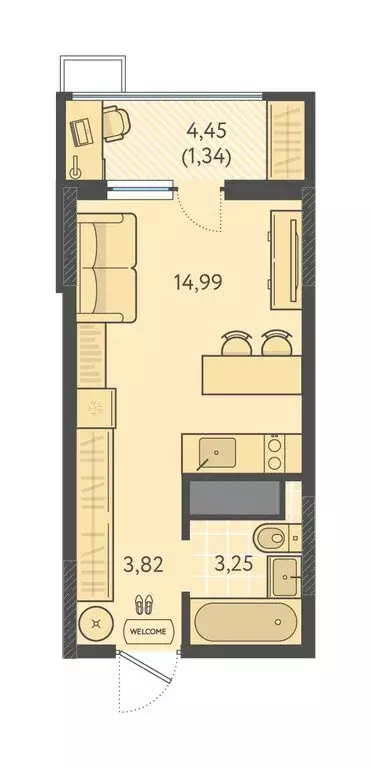 Квартира-студия: Краснодар, ЖК Тёплые Края (23.4 м) - Фото 1
