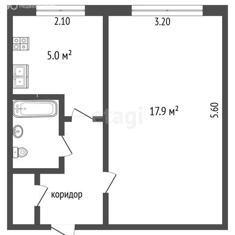 1-комнатная квартира: Стерлитамак, улица Нагуманова, 25В (30.2 м) - Фото 0