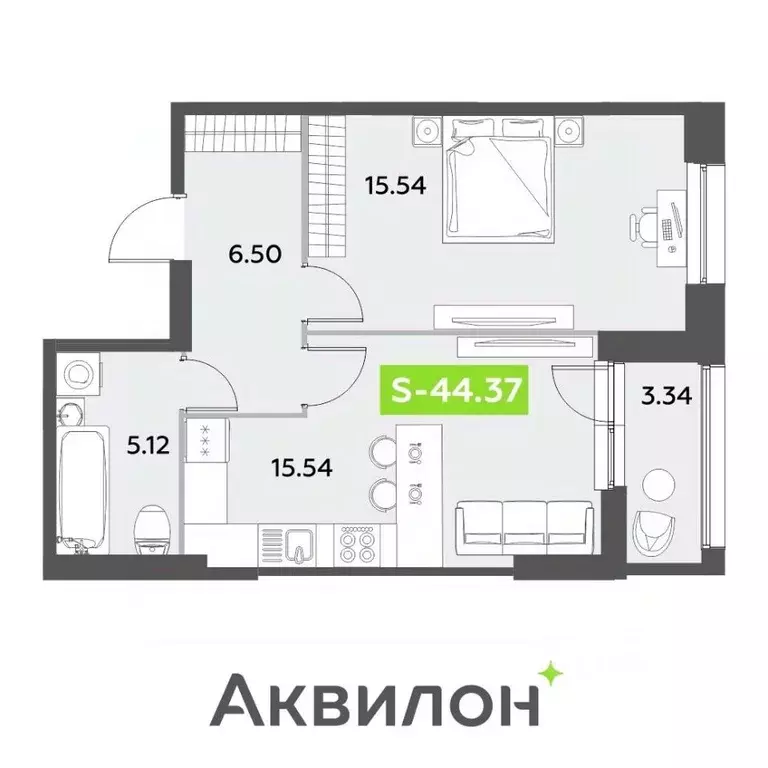2-к кв. Санкт-Петербург ул. Среднерогатская, 11к2 (44.37 м) - Фото 0
