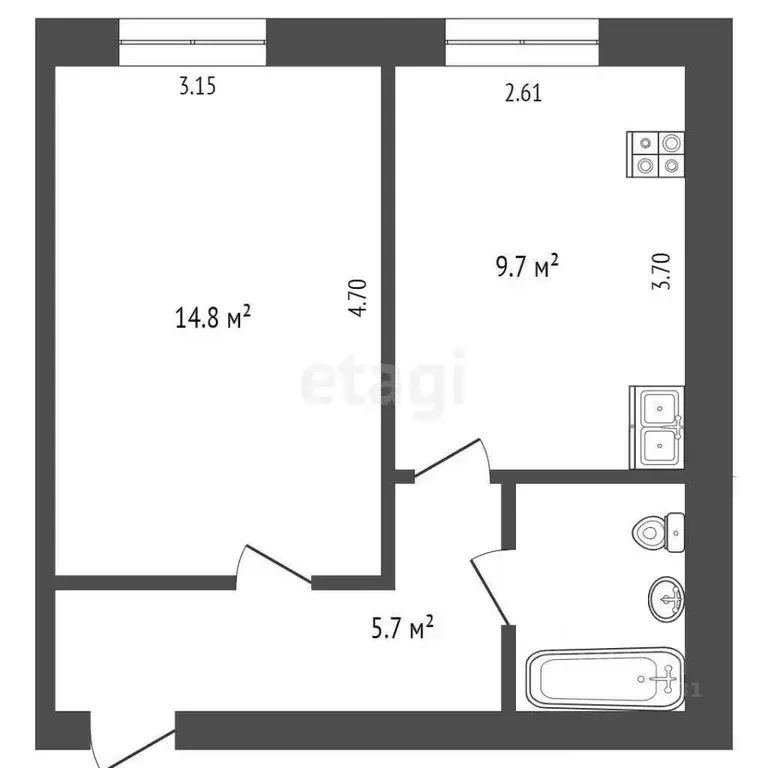 1-к кв. Ямало-Ненецкий АО, Муравленко Молодежная ул., 29 (33.3 м) - Фото 1