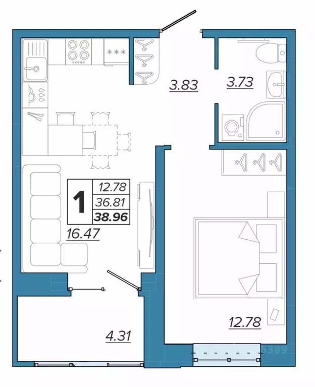 1-к кв. Брянская область, Брянск Московский мкр, Микрорайон Акватория ... - Фото 2