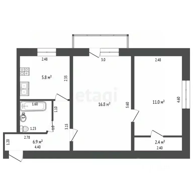 2-к кв. Ростовская область, Шахты Луговой пер., 36 (45.7 м) - Фото 2