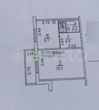 1-к. квартира, 37 м, 9/9 эт. - Фото 0