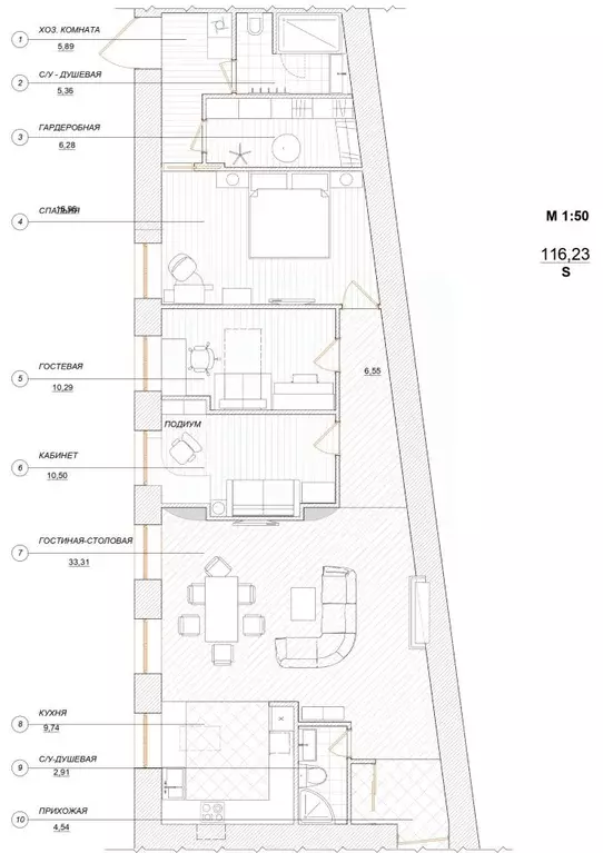 3-к кв. Санкт-Петербург ул. Куйбышева, 33/8 (109.0 м) - Фото 2