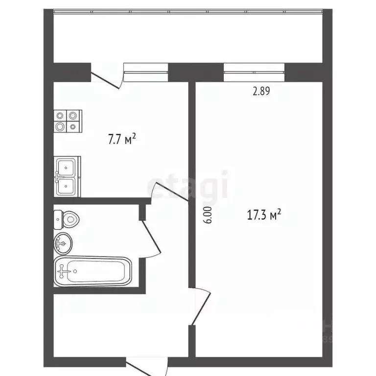 1-к кв. Вологодская область, Вологда Дальняя ул., 20Б (35.9 м) - Фото 2