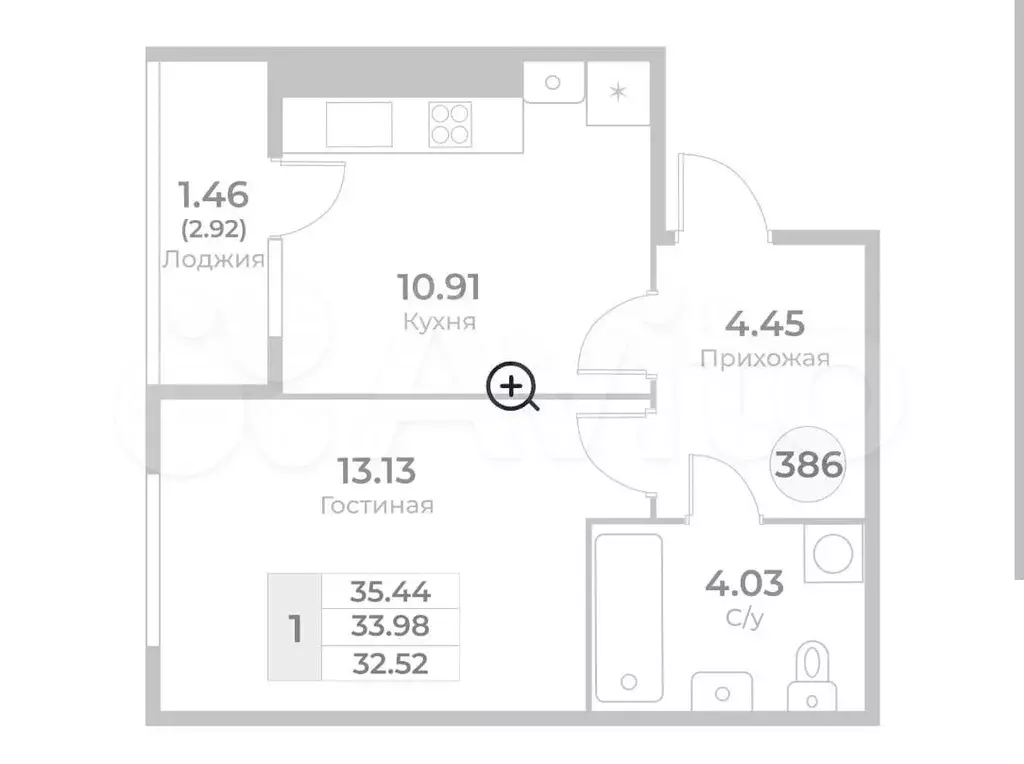 1-к. квартира, 34 м, 5/10 эт. - Фото 1
