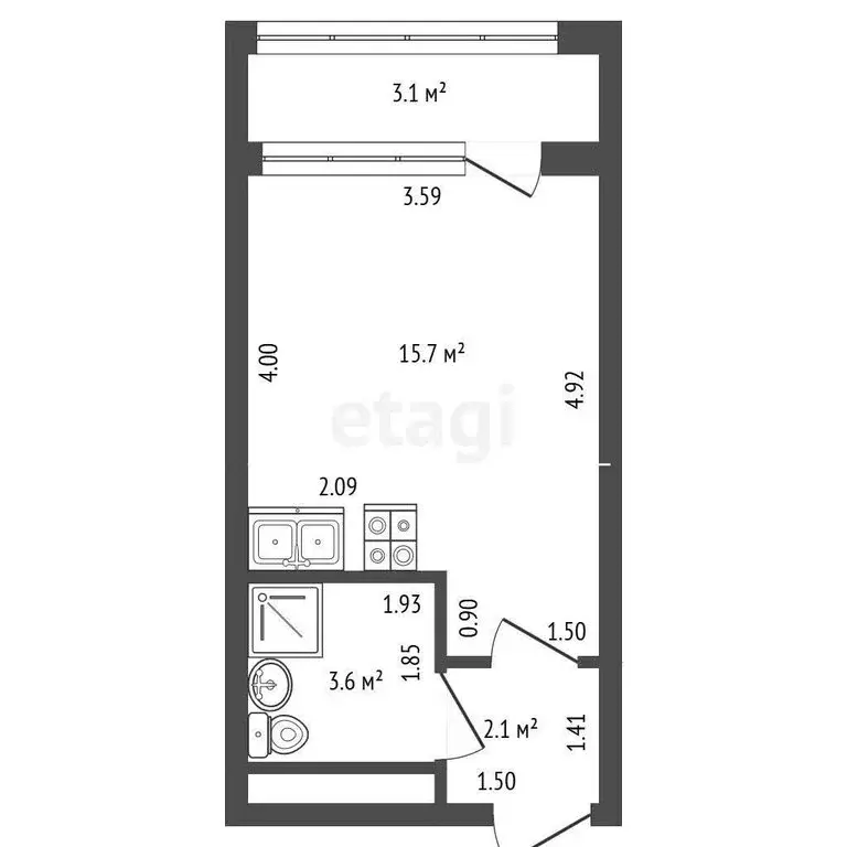 Квартира-студия: Санкт-Петербург, Планерная улица, 99 (21.4 м) - Фото 1