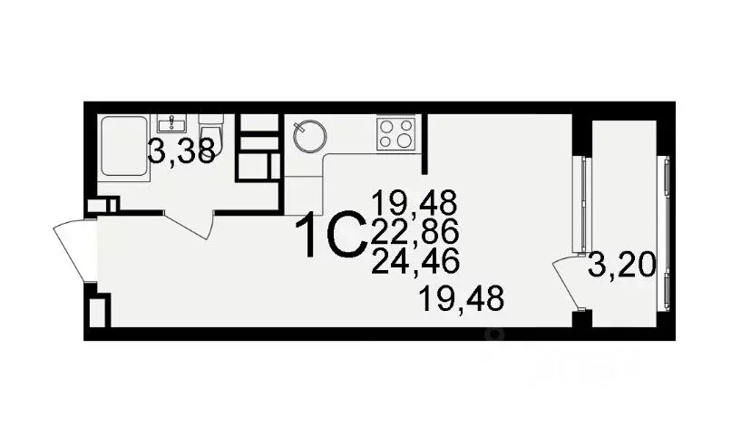 Студия Тульская область, Тула Веневское ш., 49 (24.46 м) - Фото 2
