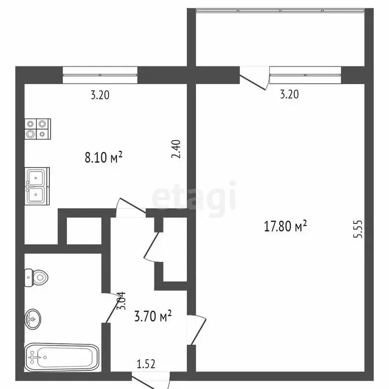 1-комнатная квартира: Симферополь, улица Дружбы, 64 (34.3 м) - Фото 0