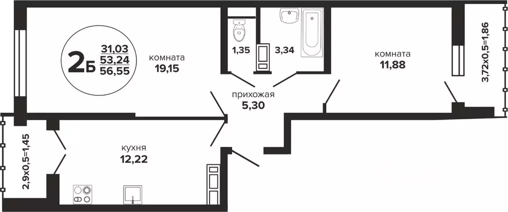 2-к кв. Краснодарский край, Краснодар Российская ул., 257/7 (56.55 м) - Фото 0