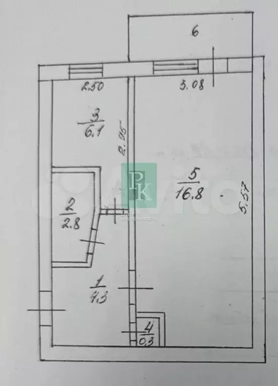 1-к. квартира, 30,3 м, 3/5 эт. - Фото 0