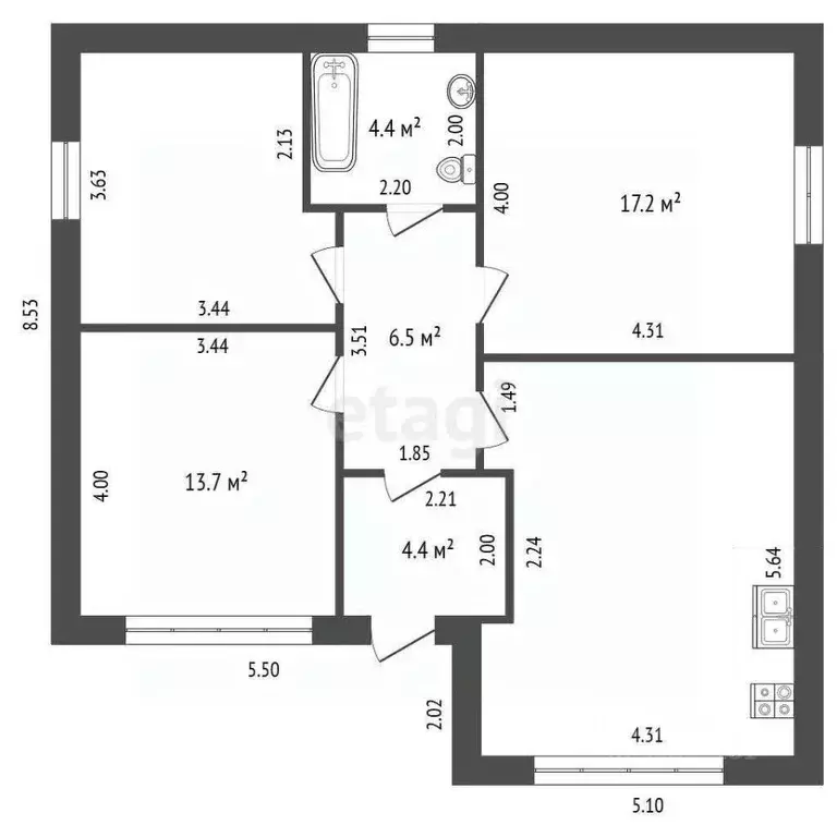 Дом в Ростовская область, Мясниковский район, Краснокрымское с/пос, ... - Фото 2