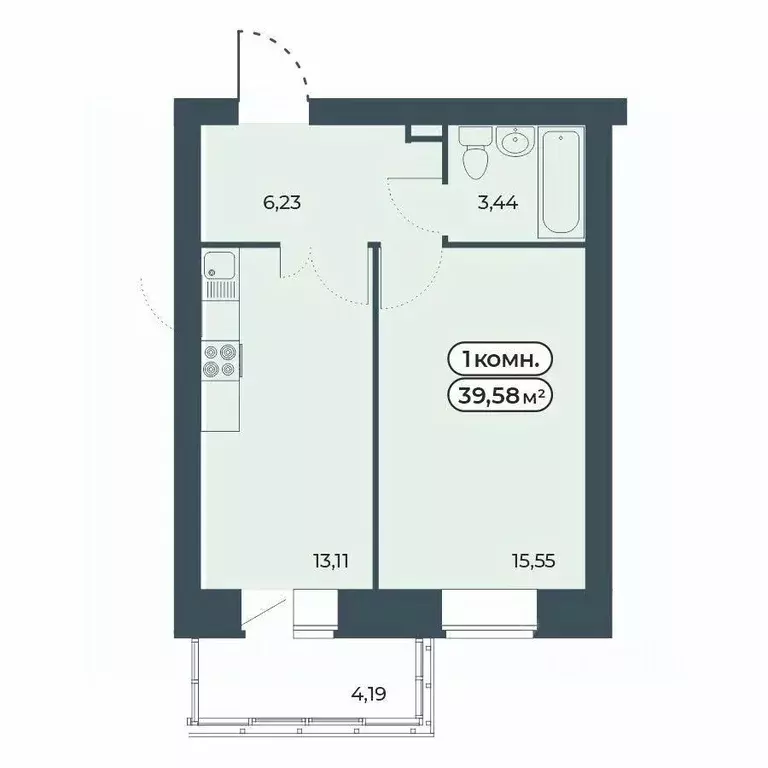 1-к кв. Красноярский край, Красноярск ул. Светлова, 25/1 (39.58 м) - Фото 1