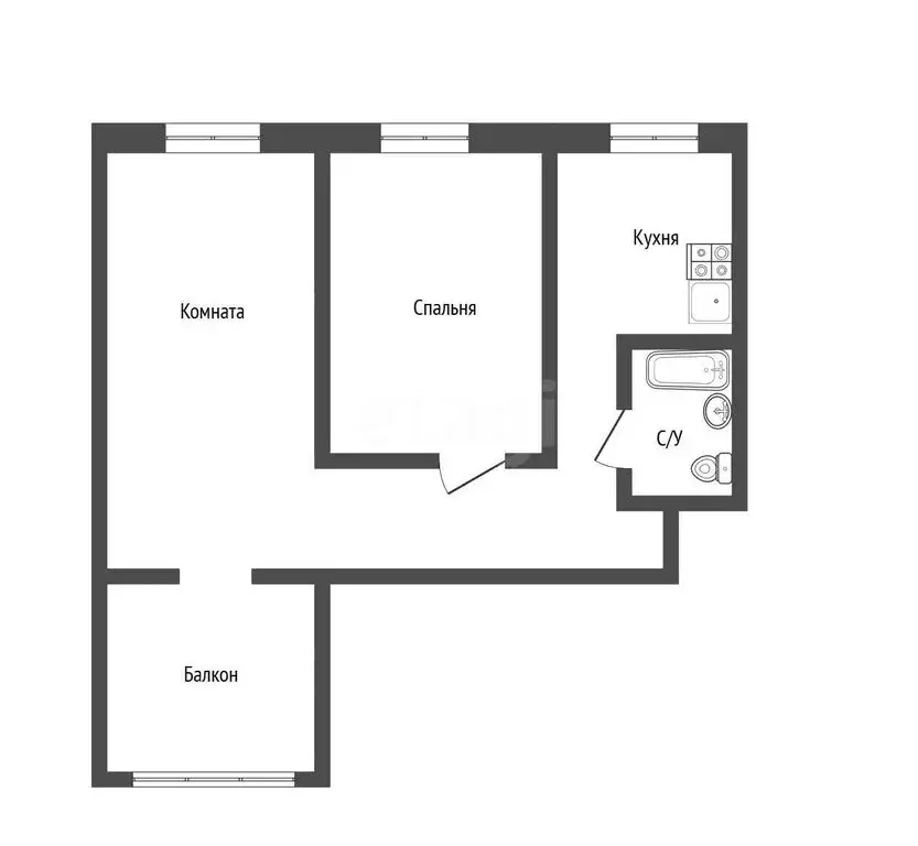 2-комнатная квартира: Ульяновск, улица Пушкарёва, 74/107 (45.9 м) - Фото 1