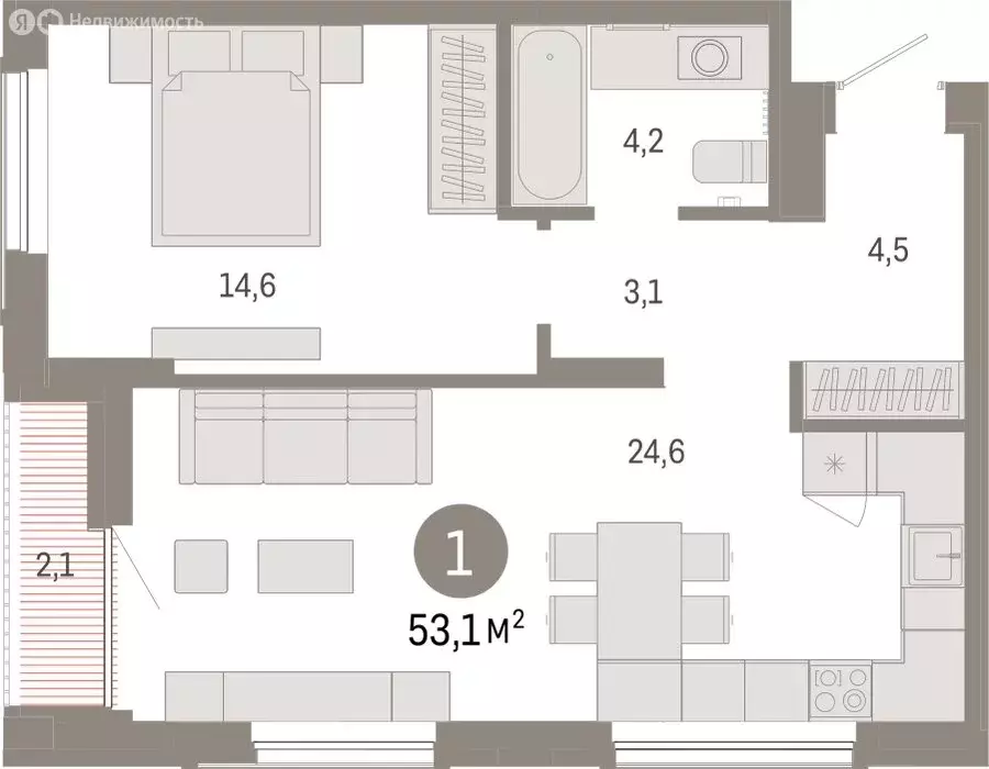 2-комнатная квартира: Тюмень, Краснооктябрьская улица, 4к2 (53.1 м) - Фото 2