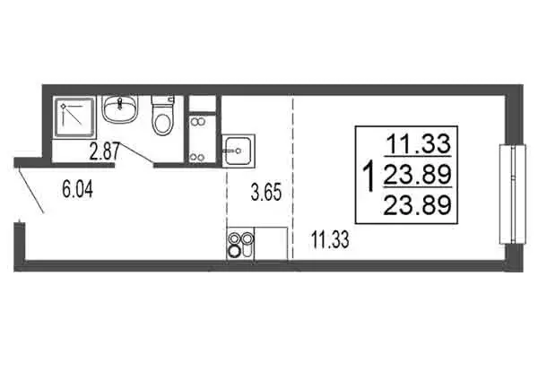 Квартира-студия: Лыткарино, 6-й микрорайон, 15Д (23.89 м) - Фото 0