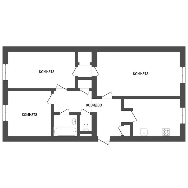 Квартира, 3 комнаты, 68.59 м - Фото 0