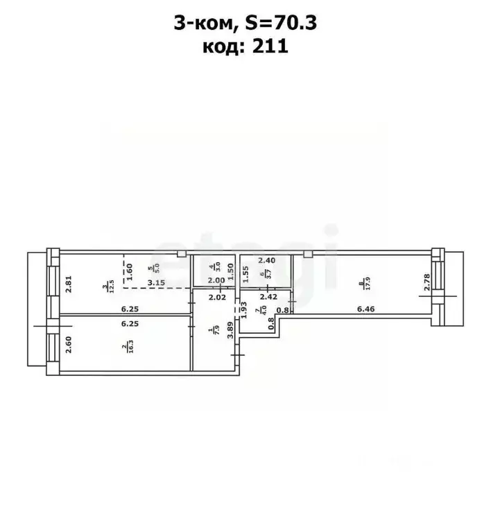 3-к кв. Алтайский край, Бийск ул. Михаила Митрофанова, 2 (70.3 м) - Фото 2