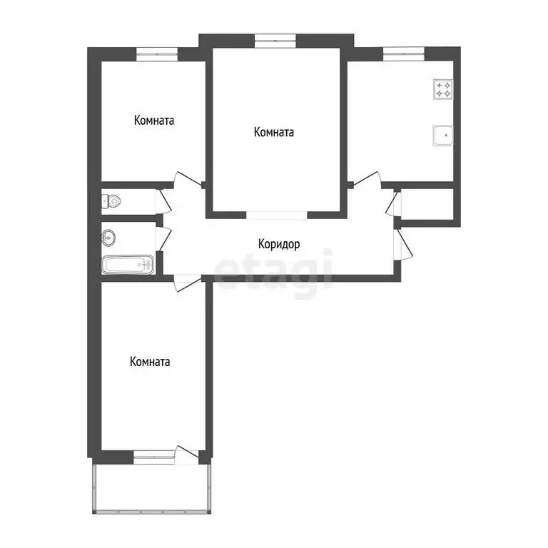 3-комнатная квартира: Омск, улица Дмитриева, 11/3 (63.1 м) - Фото 1