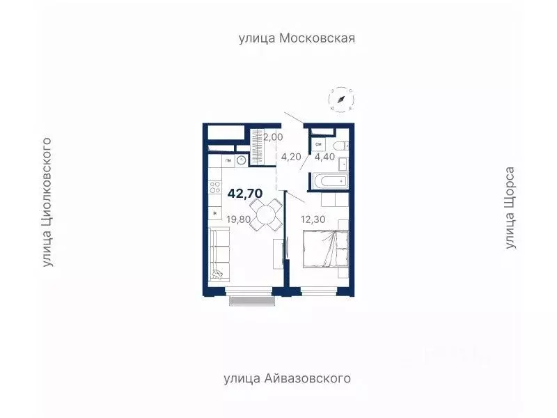 1-к кв. Свердловская область, Екатеринбург ул. Айвазовского, 52 (42.7 ... - Фото 0