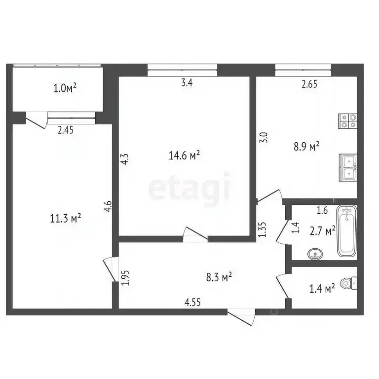 2-к кв. Мордовия, Саранск Республиканская ул., 3 (47.2 м) - Фото 1