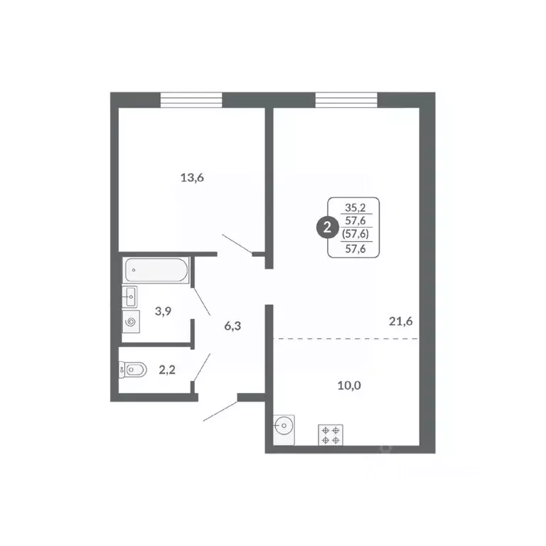 2-к кв. Кировская область, Киров ул. Пушкина, 25 (57.6 м) - Фото 1