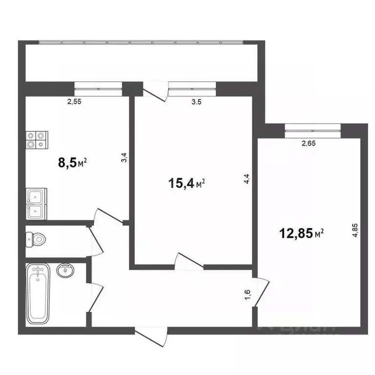 2-к кв. Вологодская область, Вологда ул. Карла Маркса, 97 (47.9 м) - Фото 2