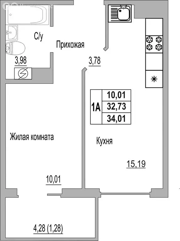 1-комнатная квартира: Псков, Линейная улица, 89 (34.01 м) - Фото 0