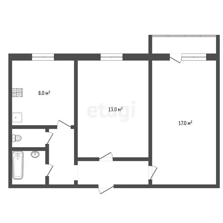 2-комнатная квартира: Рыбинск, проспект 50 лет Октября, 14 (49.9 м) - Фото 1