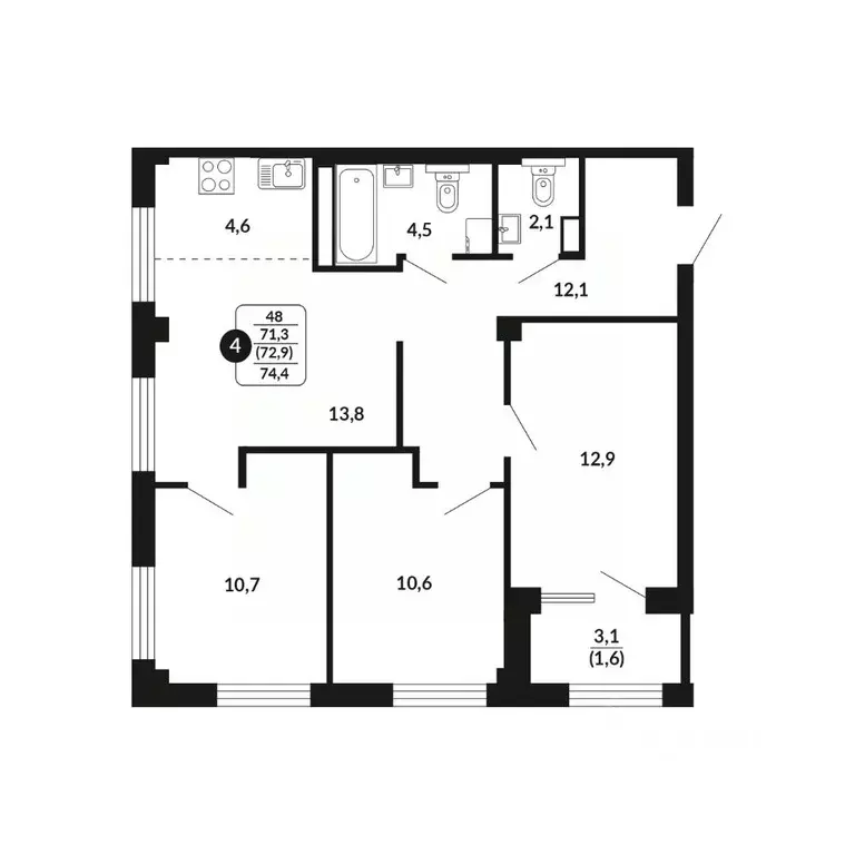 4-к кв. Кировская область, Киров Завода Маяк мкр,  (72.9 м) - Фото 0