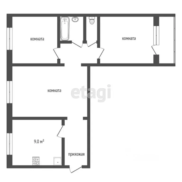 3-к кв. Ханты-Мансийский АО, Когалым ул. Мира, 29 (64.3 м) - Фото 0