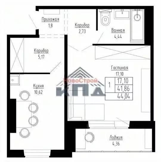 1-к кв. Новосибирская область, Новосибирск ул. Николая Сотникова, 36/1 ... - Фото 1