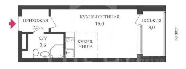 Студия Санкт-Петербург Планерная ул., 99 (22.1 м) - Фото 2