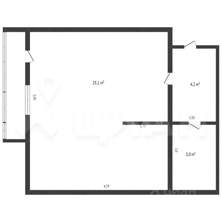 1-к кв. Татарстан, Казань ул. Гаврилова, 44 (32.6 м) - Фото 1