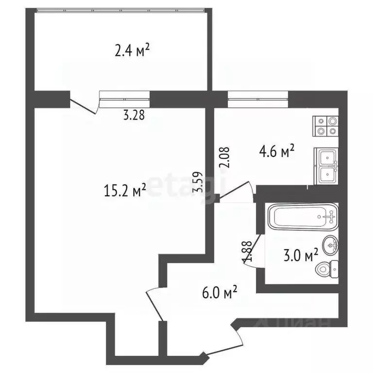 1-к кв. Крым, Ялта ул. Сосновая, 34 (28.8 м) - Фото 2