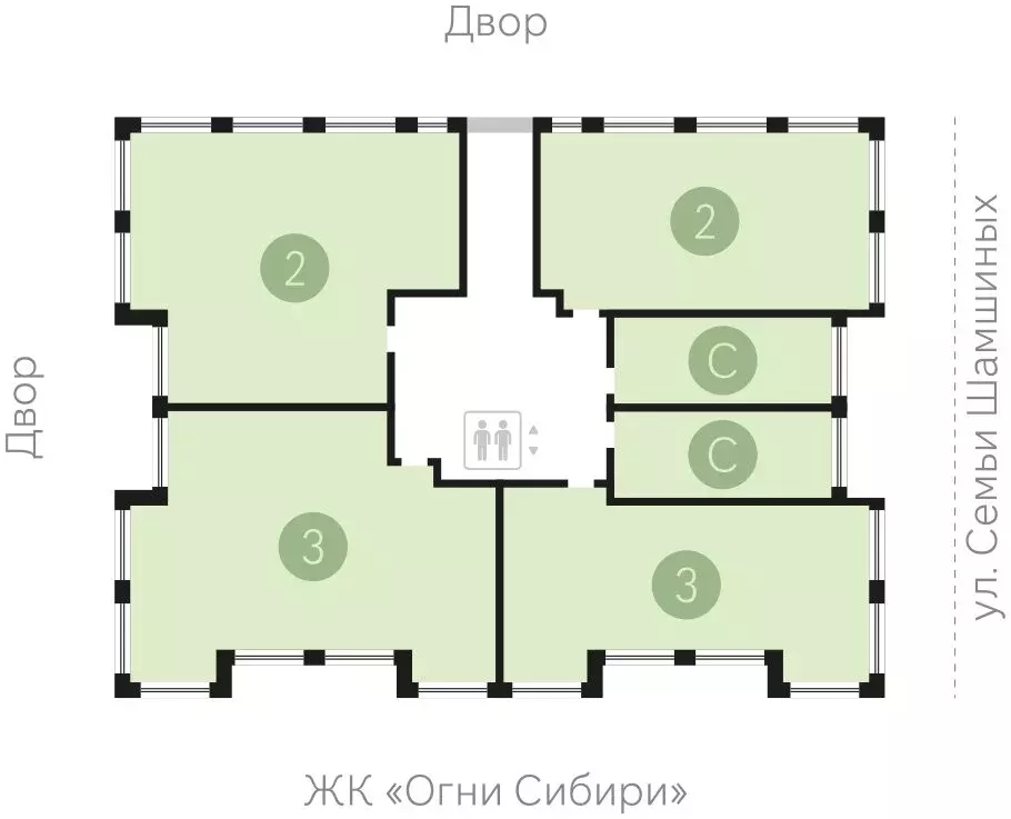 2-комнатная квартира: Новосибирск, улица Семьи Шамшиных, с91 (176.93 ... - Фото 1