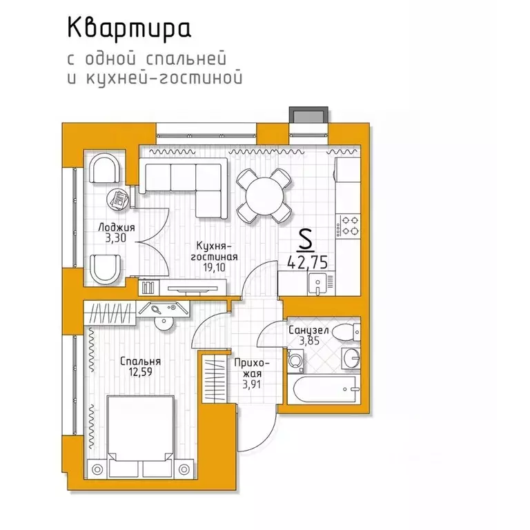 1-к кв. Тульская область, Тула городской округ, пос. Молодежный 5 ... - Фото 0