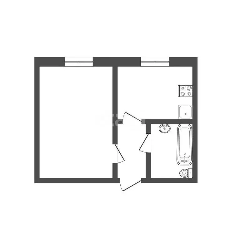 1-комнатная квартира: посёлок Литвинки, 23 (32.7 м) - Фото 1