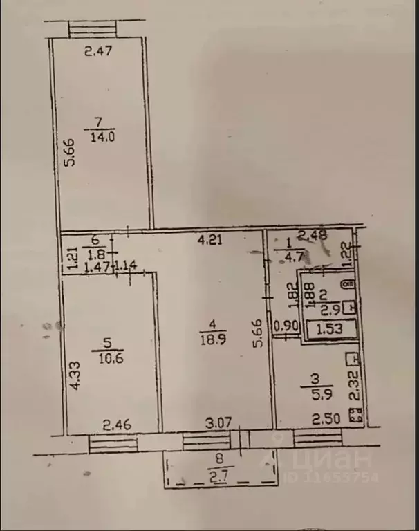 3-к кв. Башкортостан, Уфа ул. 8 Марта, 5/1 (58.8 м) - Фото 2