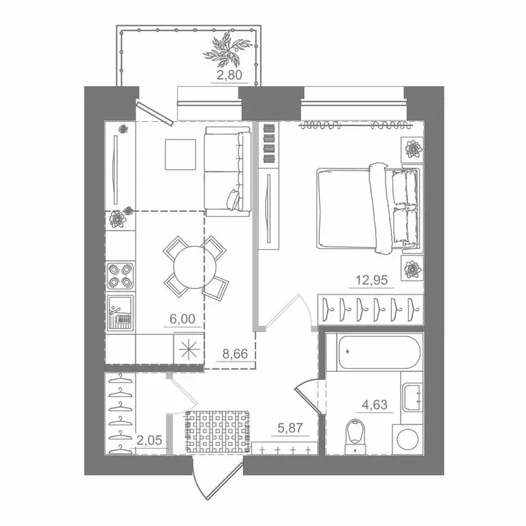 Квартира-студия: Кольцово, микрорайон Спектр, 9 (40.16 м) - Фото 2